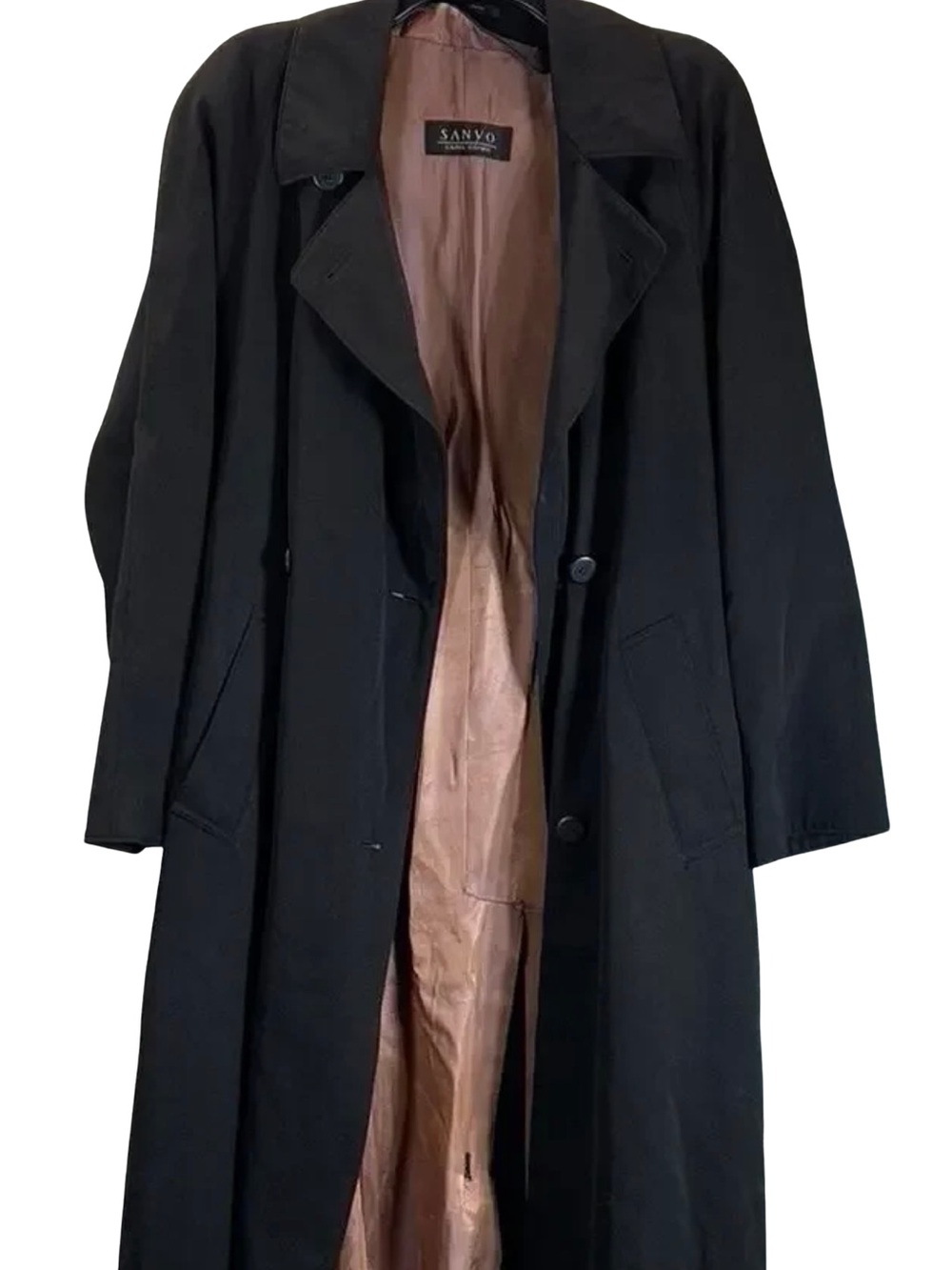 Vintage Sanyo Carol Cohen Trench Coat Gray Satin Lining